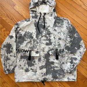 Zara Gray and White Camouflage Hoodie Oversized Men’s Large